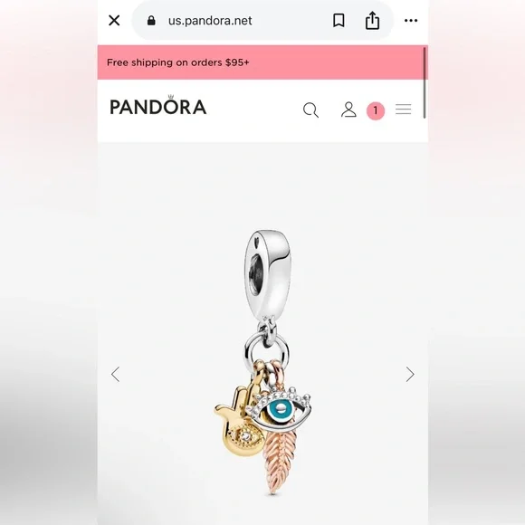 NEW & Authentic✨  Hamsa, All-seeing Eye & Feather Spirituality Dangle Charm - Picture 4 of 5